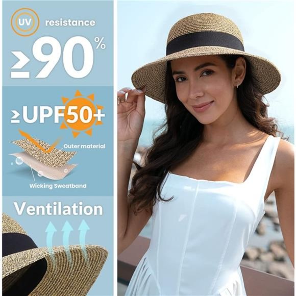 Sun Hats for Women UPF 50+ Women\'s Lightweight Foldable/Packable Beach Sun Hat main image 5